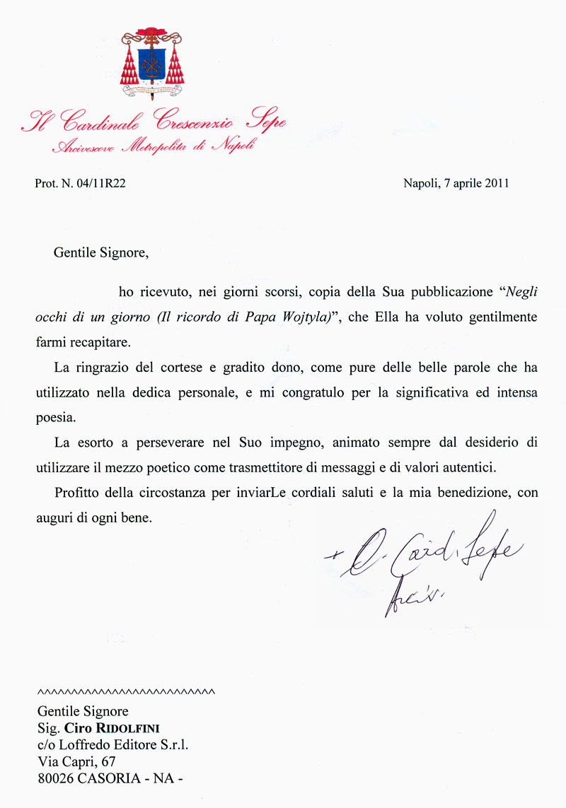 lettera di ringraziamento
